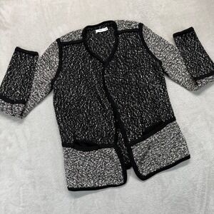 Vince Jacket Women's XS Blazer Cardigan Black White Open Front Cotton Wool Blend